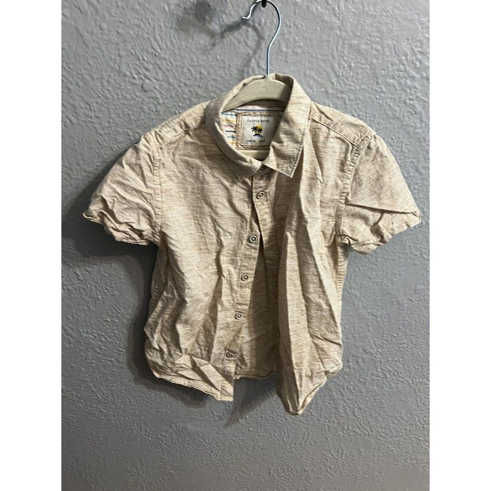 Cactus Boys short‎ sleeve button down shirt Tan size 5/6